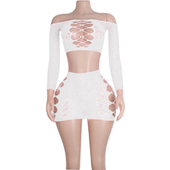 Velvet Eclipse Fishnet Rhinestone Lingerie Two-piece