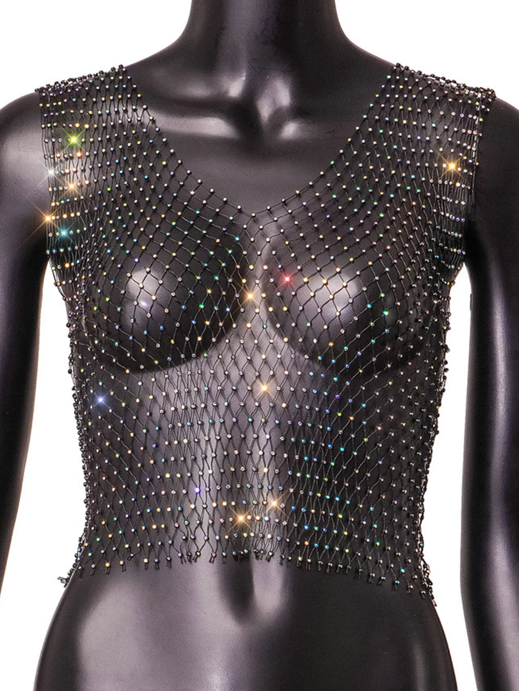 Naomi Rhinestone Mesh Festival Top