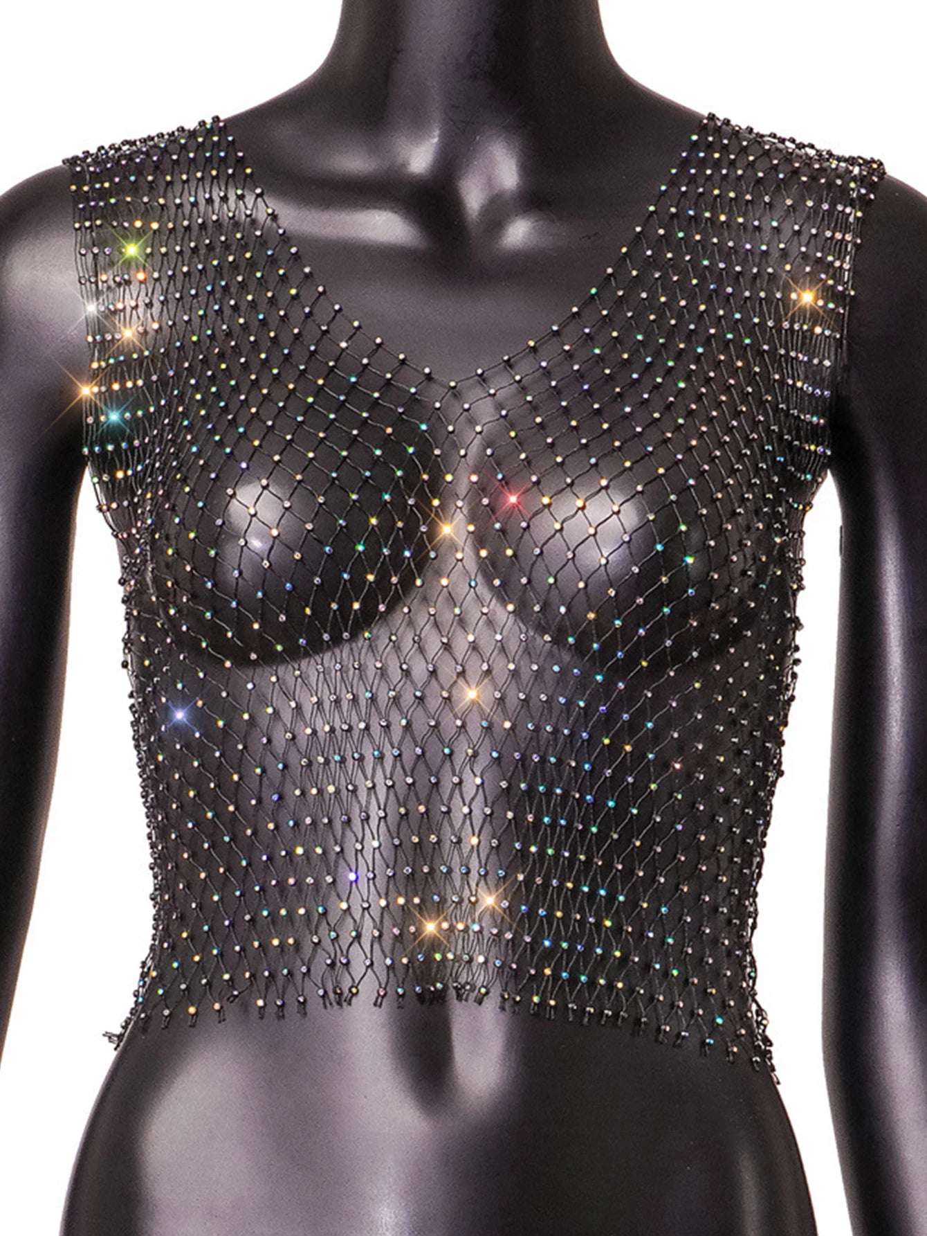 Naomi Rhinestone Mesh Festival Top