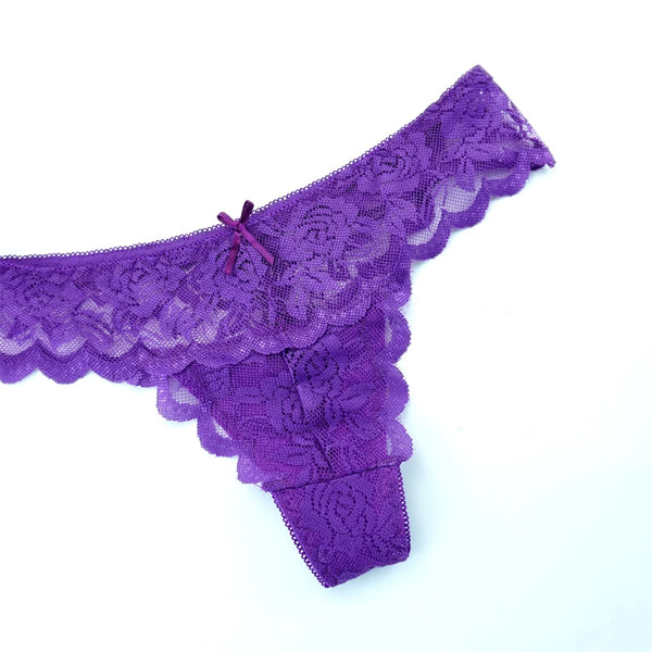 Violetta Sheer Lace G-String Panty Pack Lingerie 3-piece