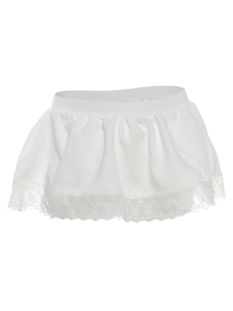 Marzena Eyelet Lace Ruffle Crop Top & Mini Skirt Two-piece