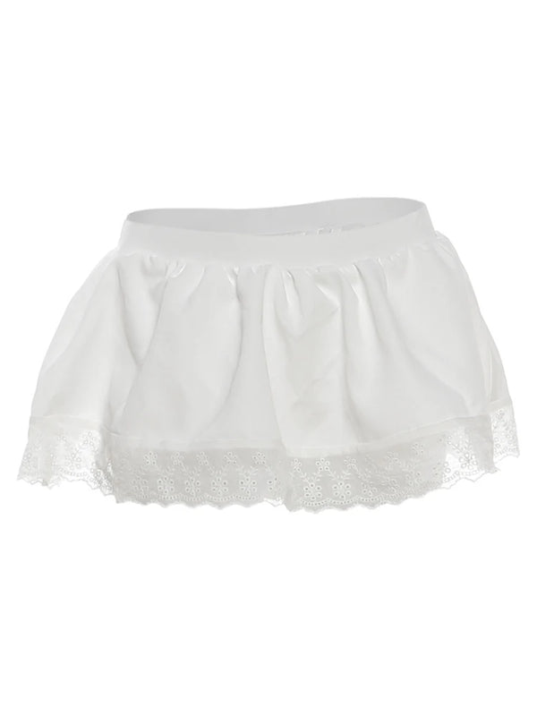 Marzena Eyelet Lace Ruffle Crop Top & Mini Skirt Two-piece