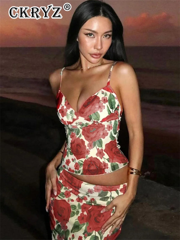 Paloma Floral Backless Maxi Skirt Two-piece