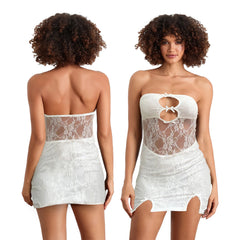 Natalia Noir Lace Cutout Mini Dress