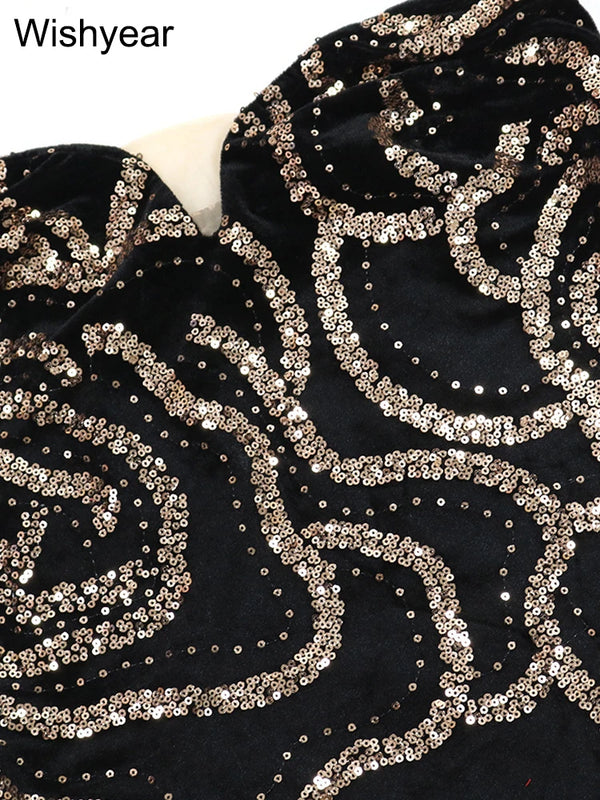 Alessia Sequin Strapless Maxi Dress