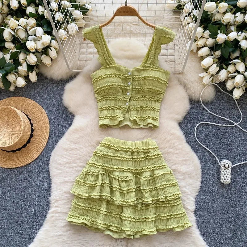 Marcelline Strapless Ruffle Top & Mini Skirt Two-piece