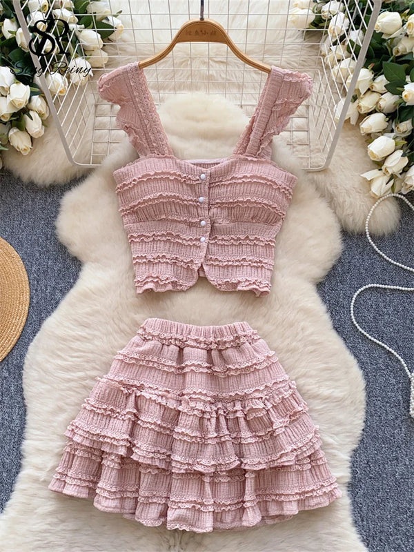 Lisette Strapless Ruffle Top & Mini Skirt Two-piece