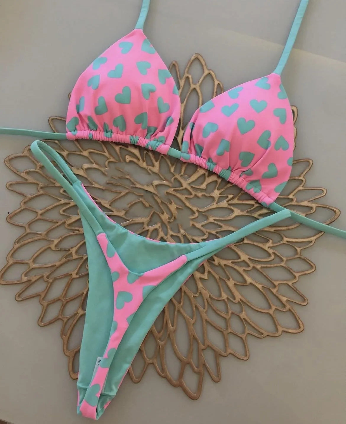 Amora Love-Print Backless Bikini Two-piece