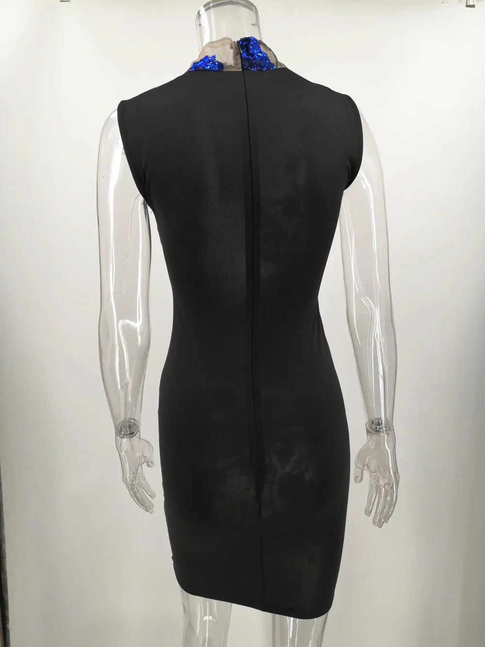 Iseult Sheer Mesh Floral Sequin Plunge Bodycon Mini Dress