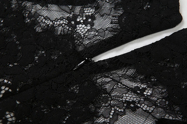 Alina Noir Lace Bodycon maxi Dress