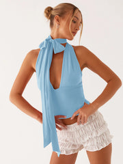 Lena Sunset Sleeveless Halter Scarf Top
