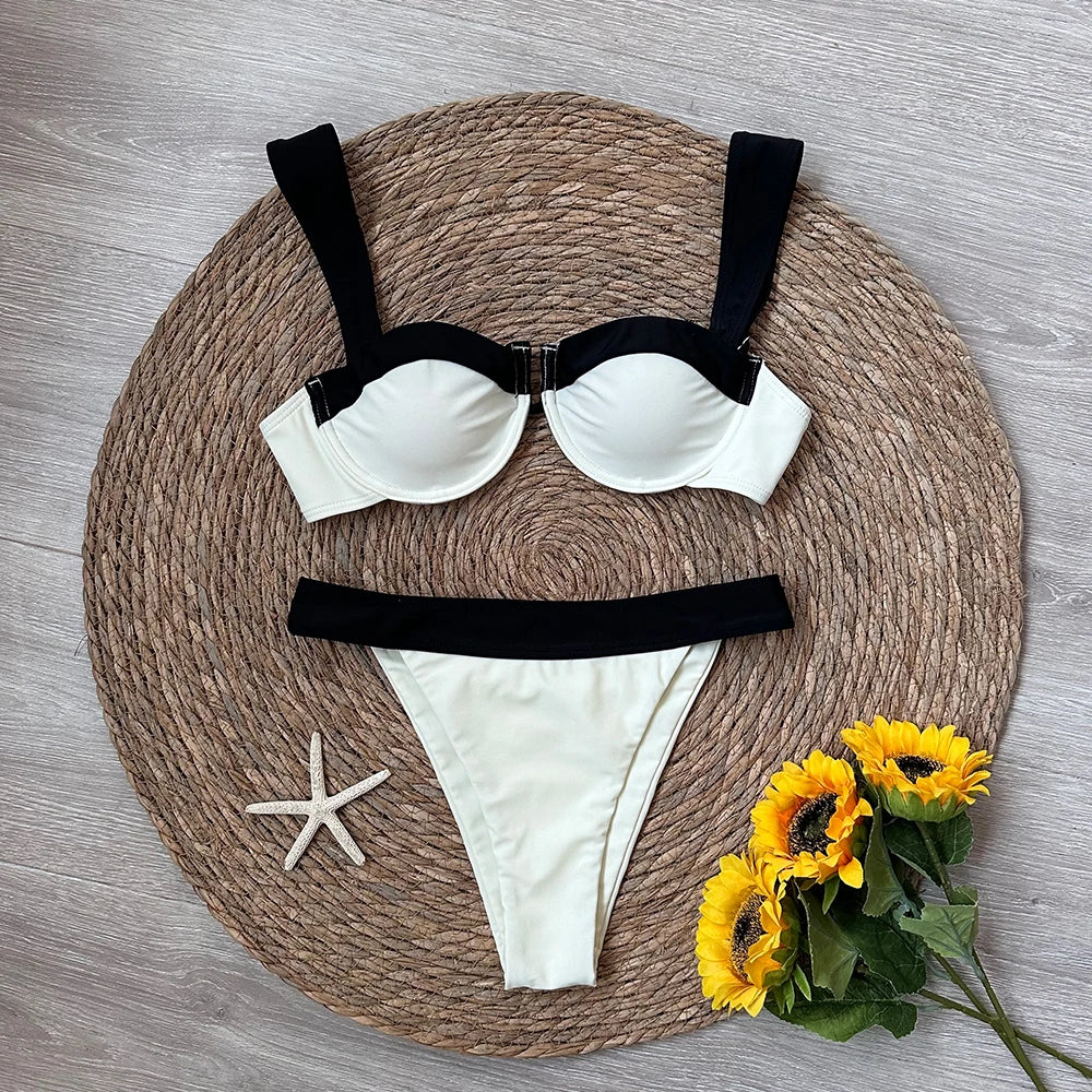 Sexy Micro Mujer Black Bikini 2024 Bikini Set Women Swimsuits Female Swimwear Brazilian Biquini Swimming Suit Solid Beachwear