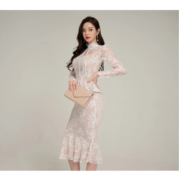 Lavinia Lace Mermaid Midi Skirt Set Two-piece