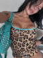 Y2K Spicy Girl Style Leopard Print Sequin Contrasting Camisole Fashionable Aesthetics Sexy Slim Sleeveless Vest Women's Clothing