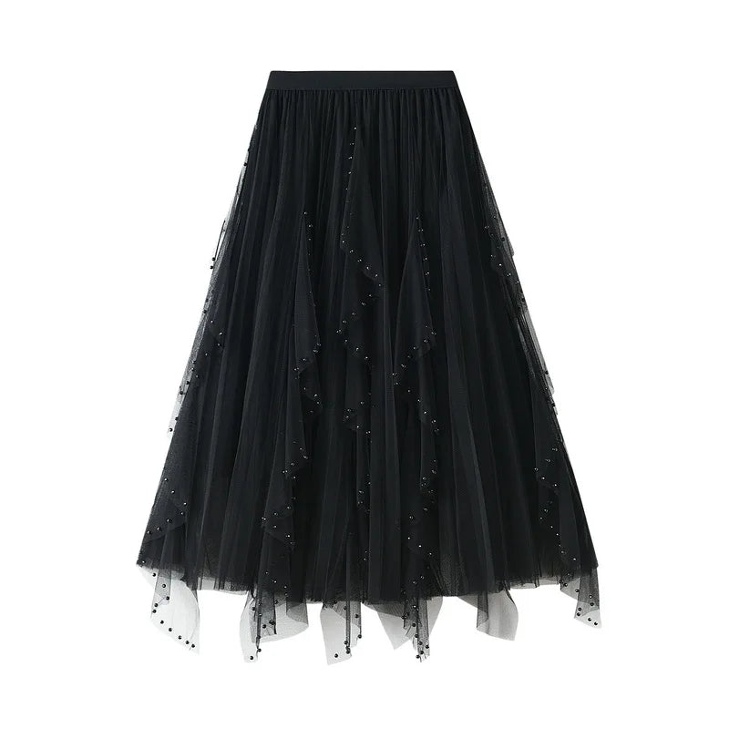 Kiara A-Line Mesh Midi Skirt One-piece