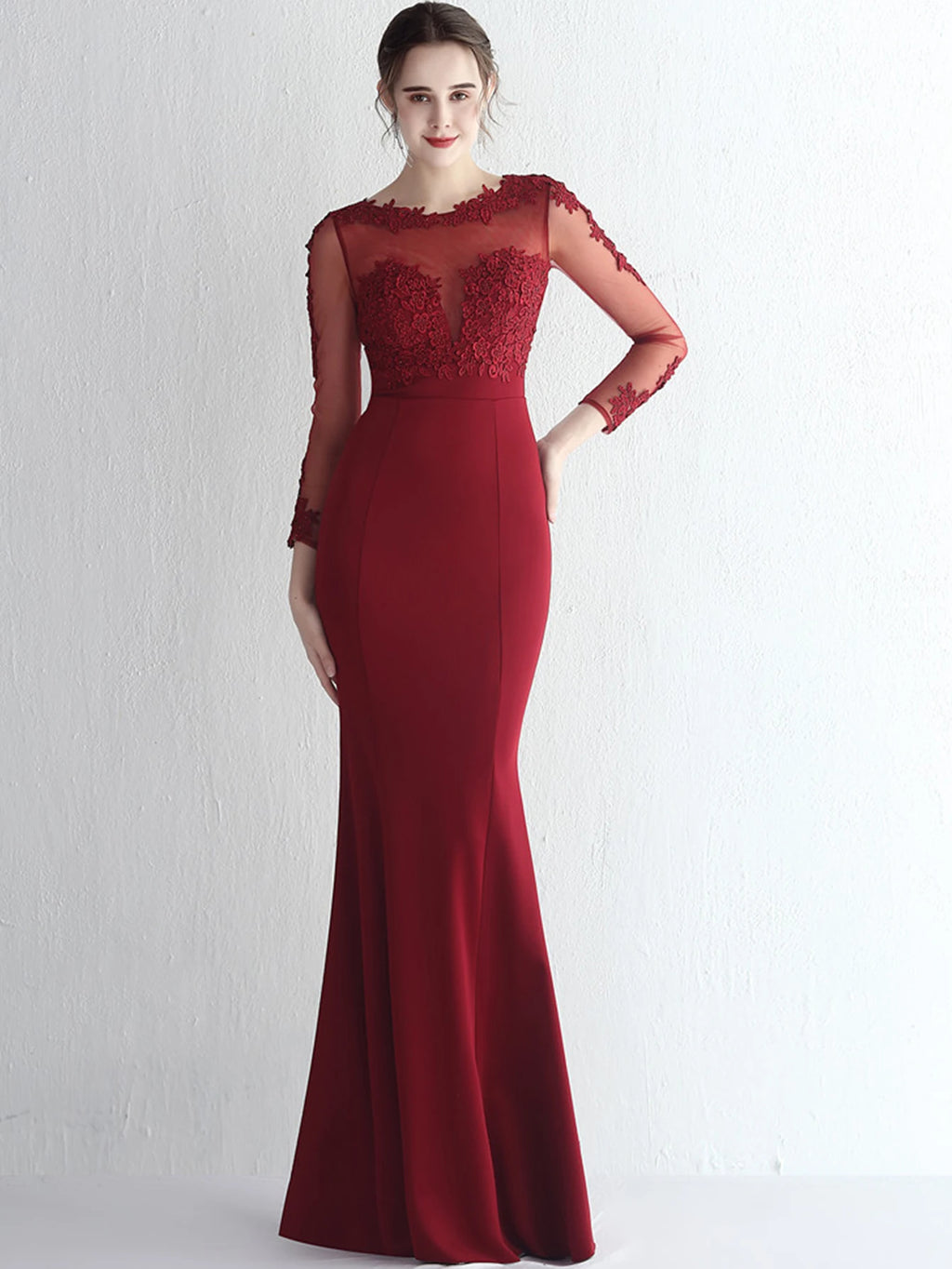 Valentina Rhinestone Sheer-Mesh Mermaid Maxi Dress