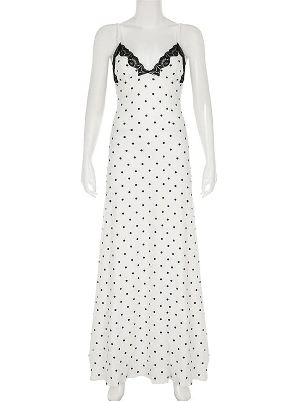 Althea Lace-Panel V-Neck Maxi Dress