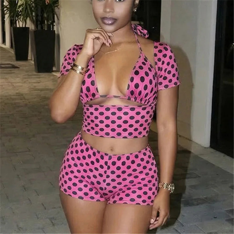 Isabella Polka Dot Cutout Shorts Apparel Two-piece