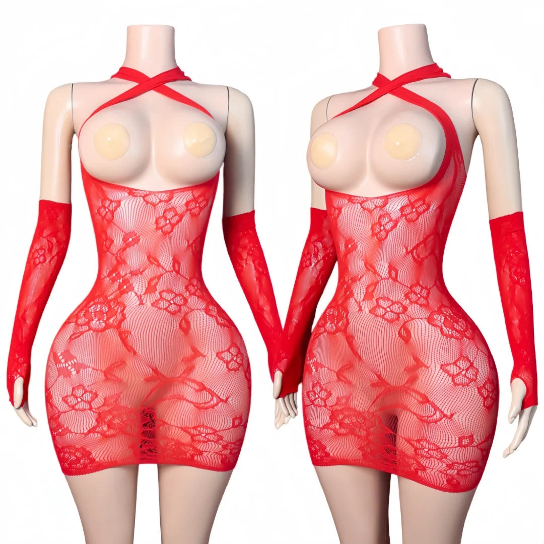 Fiora Floral Fishnet Mini Dress Lingerie