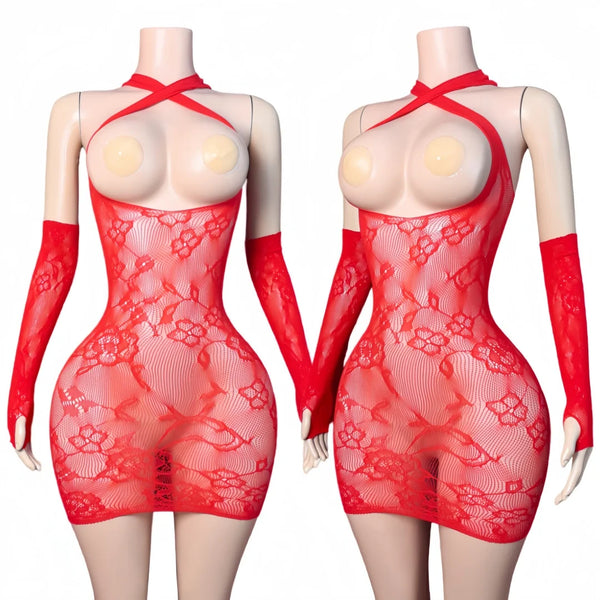 Fiora Floral Fishnet Mini Dress Lingerie