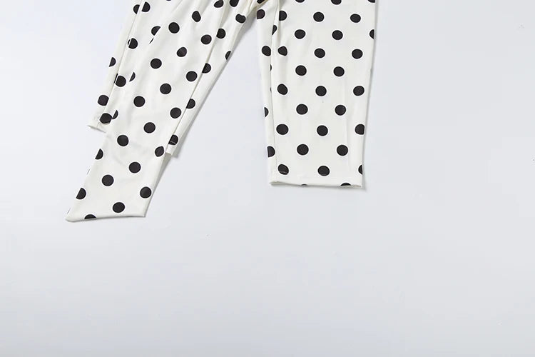 Kliou Polka Dot Print 2Piece Set Woman Halter Backless Crop Tops+Kink Bandage Design Skinny Peach Hip Shorts Street Fashion Suit