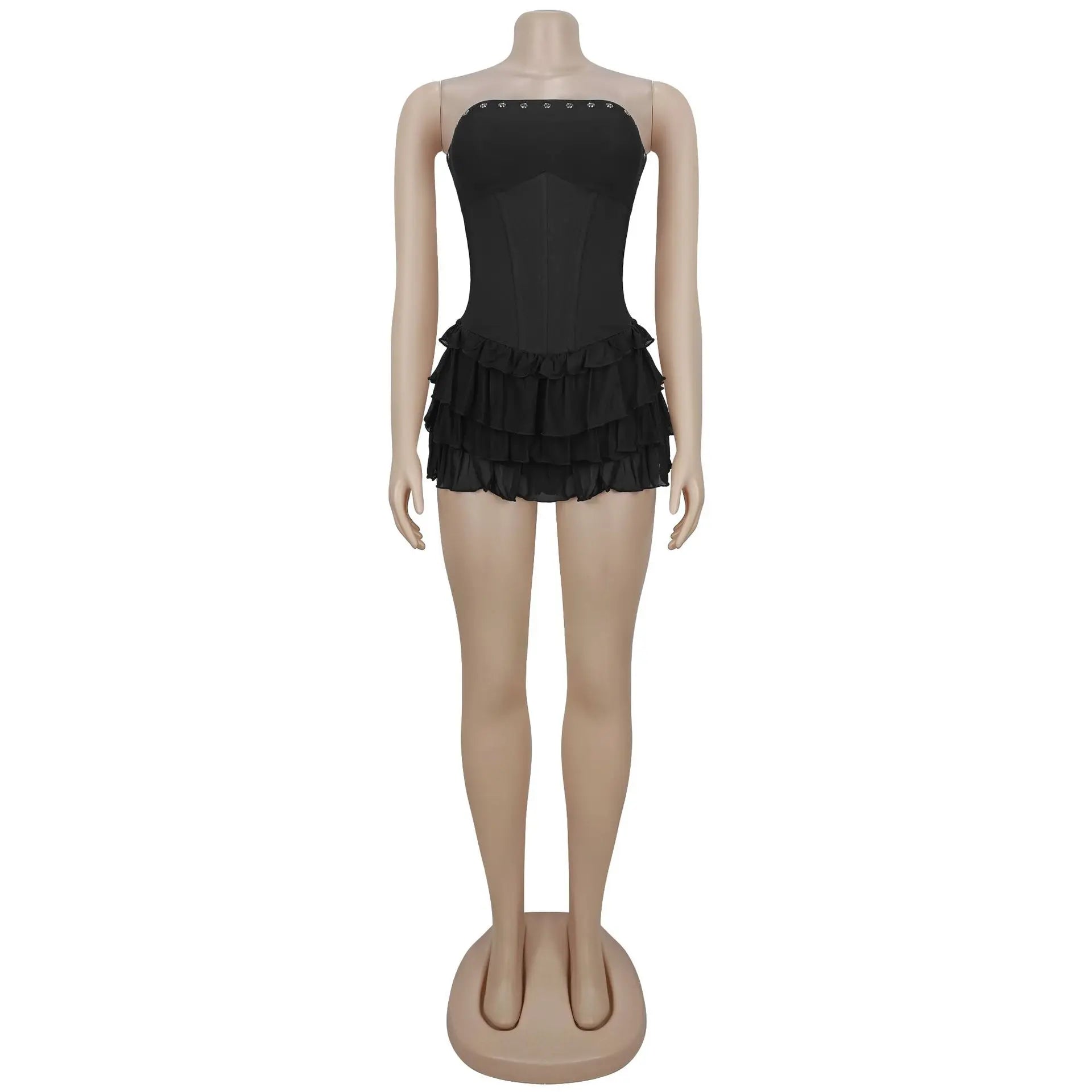 Octavia Strapless Tiered Ruffle Mini Dress