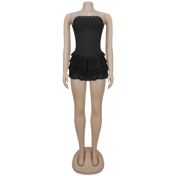 Octavia Strapless Tiered Ruffle Mini Dress