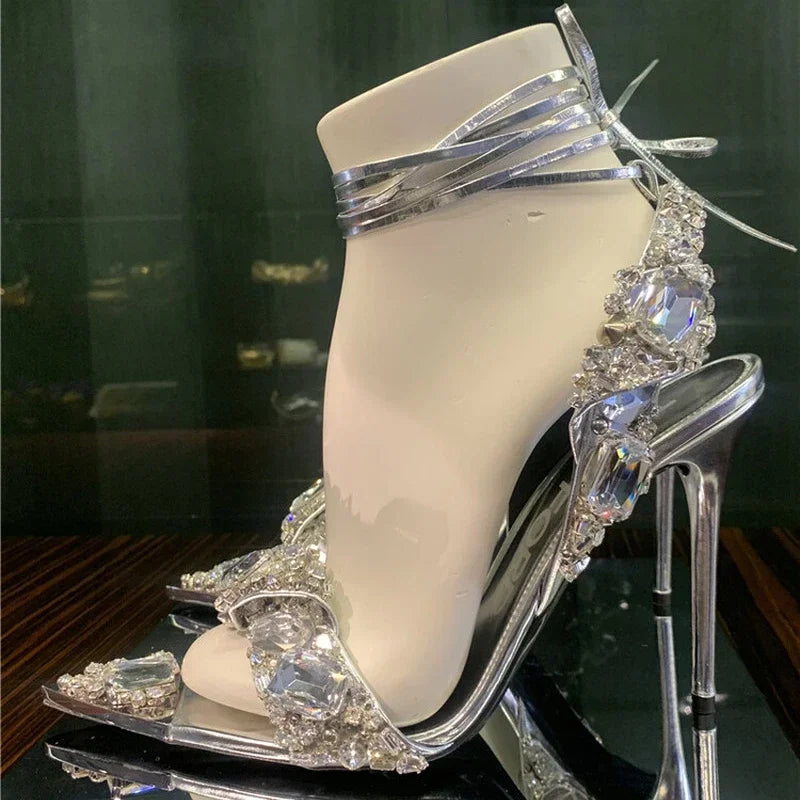 Jolie Rhinestone Lace-Up Stiletto Sandals Main image