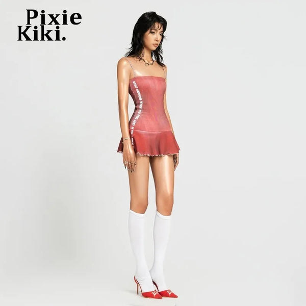 PixieKiki Chain Backless Mini Dress Trendy Clothes Woman 2026 Summer Dresses P94-CD24