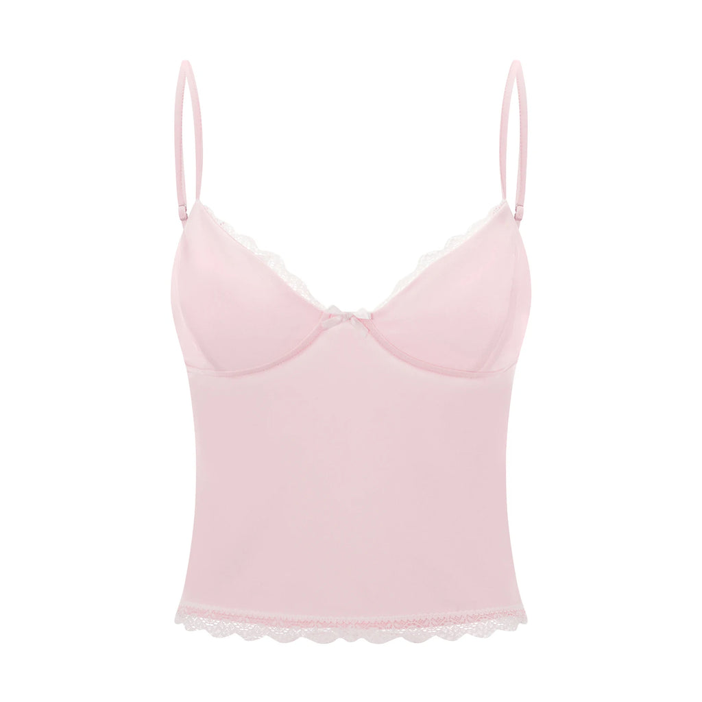 Isabella Lace Trim Spaghetti Strap Camisole Top