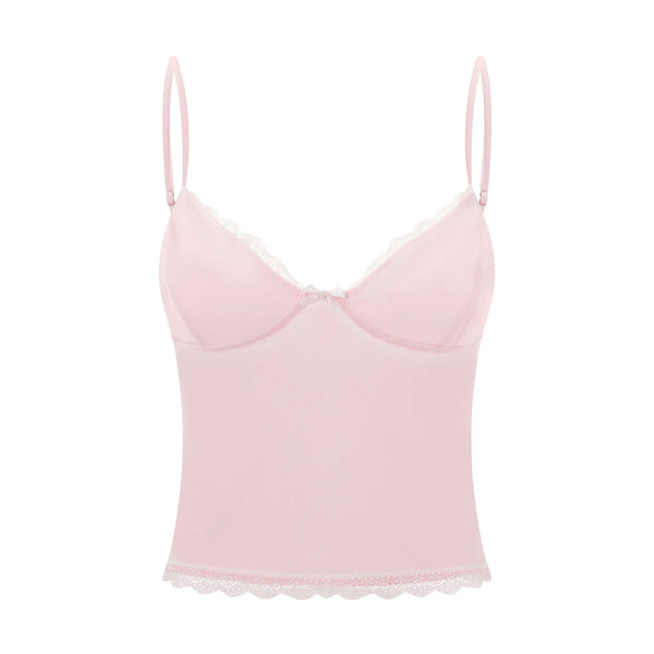 Isabella Lace Trim Spaghetti Strap Camisole Top