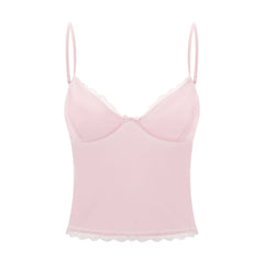 Isabella Lace Trim Spaghetti Strap Camisole Top