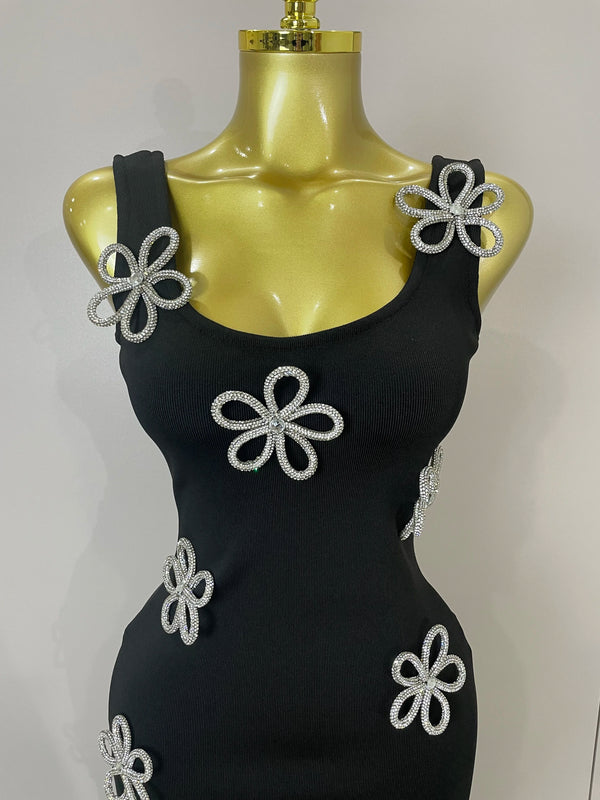 Elowen Diamond Floral Bandage Midi Dress