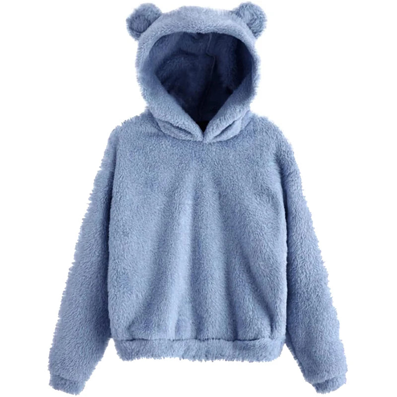 Bryony Fluffy Bear-Ears Cropped Hoodie One-piece