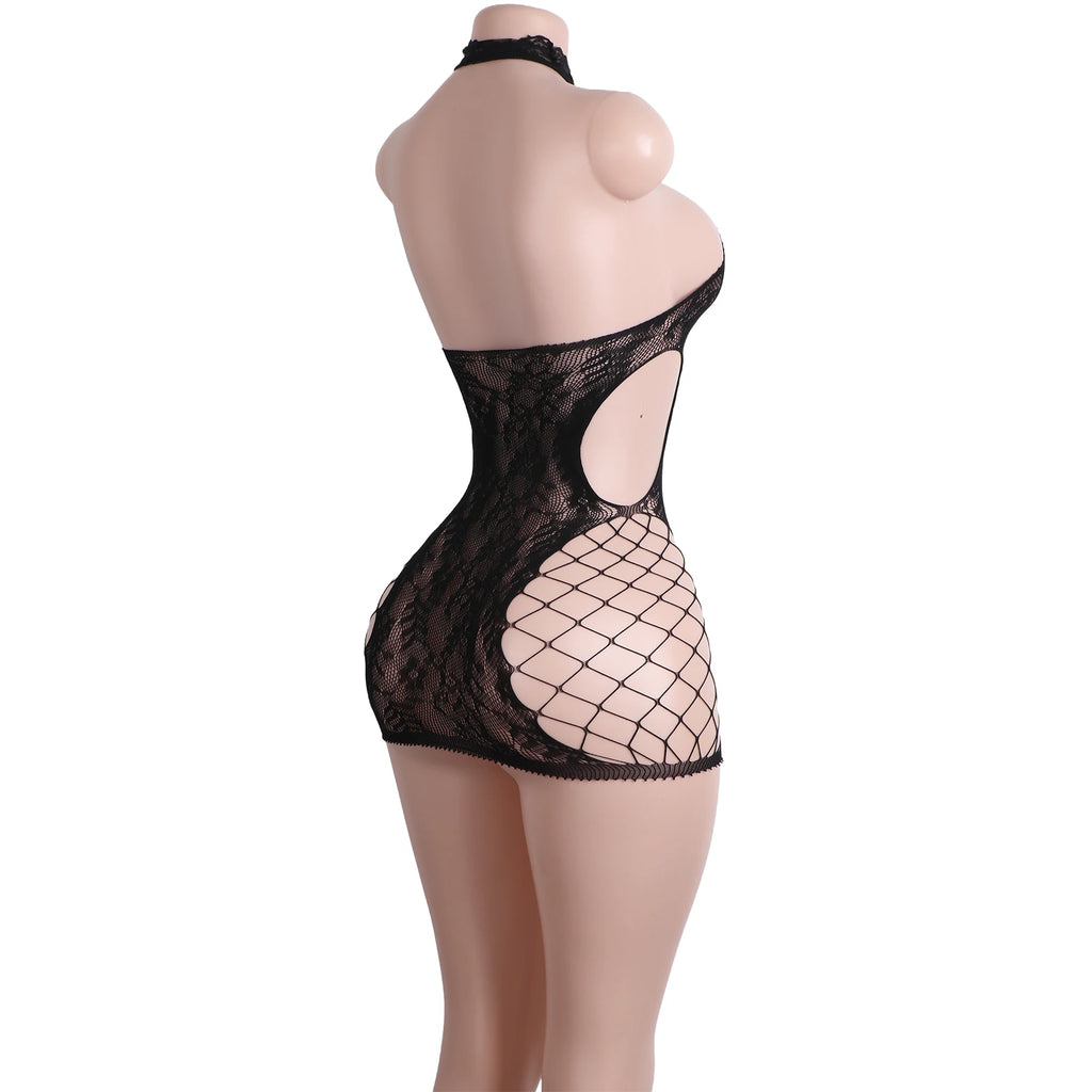Noir Eclipse Lace Fishnet Lingerie
