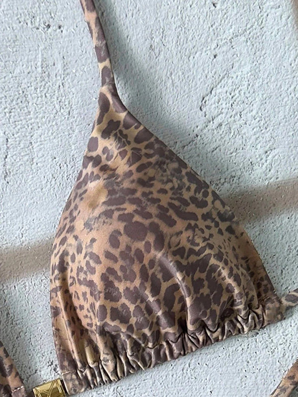 Bella Leopard Print Triangle Bikini Set