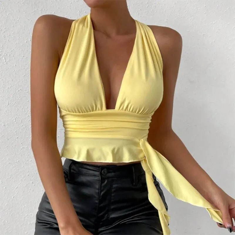 Luna Soleil Halter Tie Wrap Top One-piece