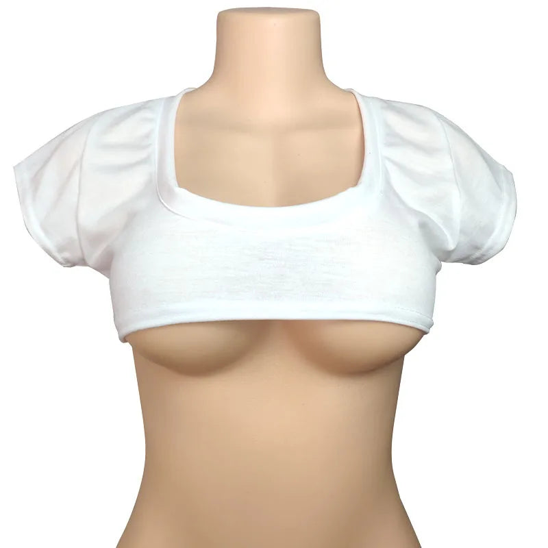 Wioletta Short-Sleeve Scoop Neck Under-Bust Crop Top One-piece