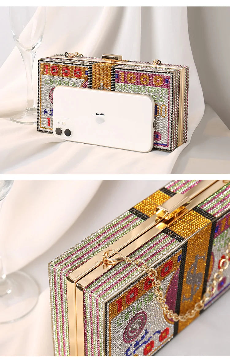 Odessa Crystal Money-Stack Box Clutch