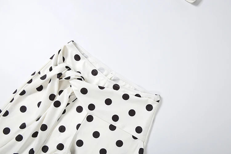 Kliou Polka Dot Print 2Piece Set Woman Halter Backless Crop Tops+Kink Bandage Design Skinny Peach Hip Shorts Street Fashion Suit