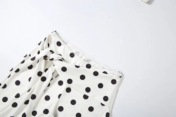 Kliou Polka Dot Print 2Piece Set Woman Halter Backless Crop Tops+Kink Bandage Design Skinny Peach Hip Shorts Street Fashion Suit