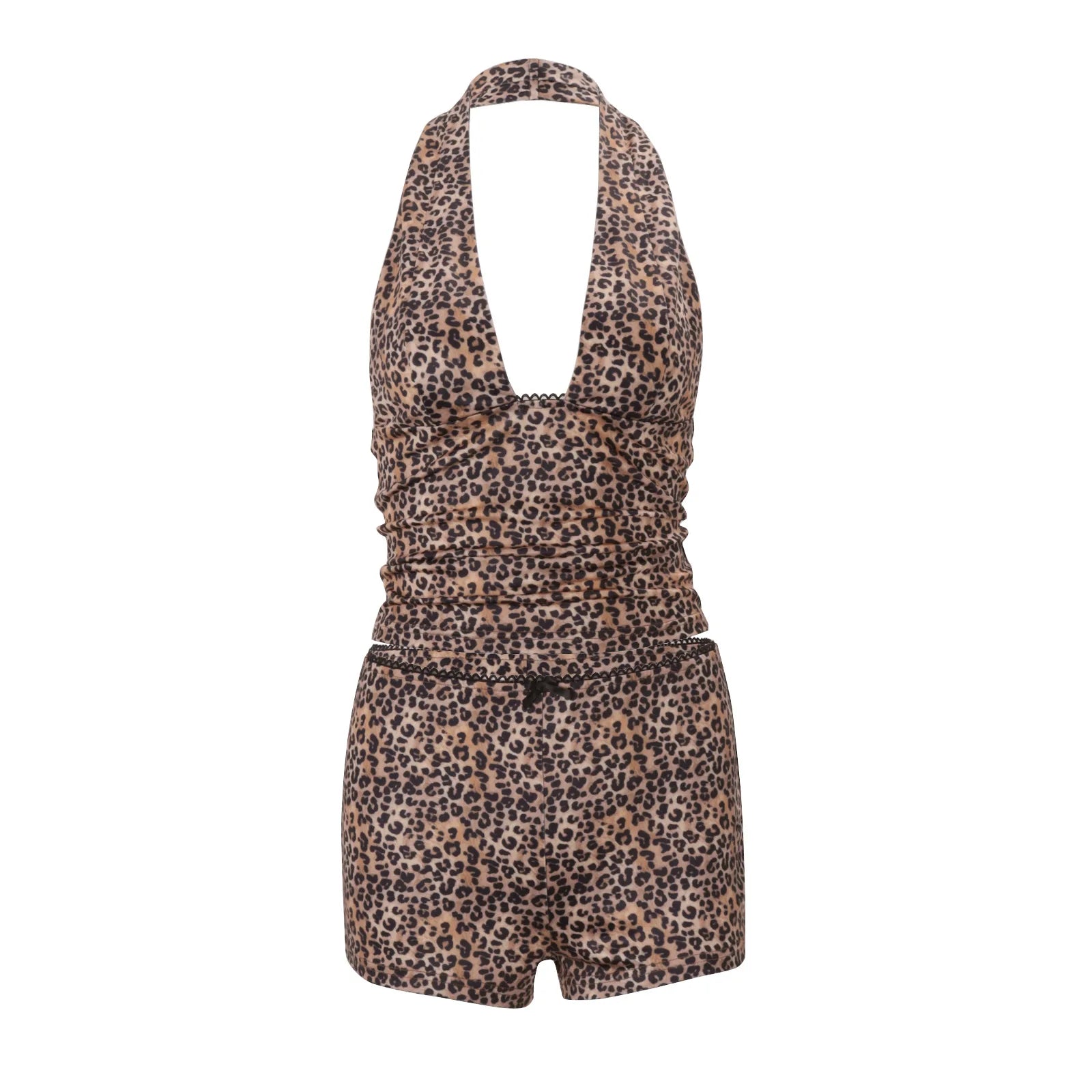 Nahla Leopard Halter Shorts Set Two-piece