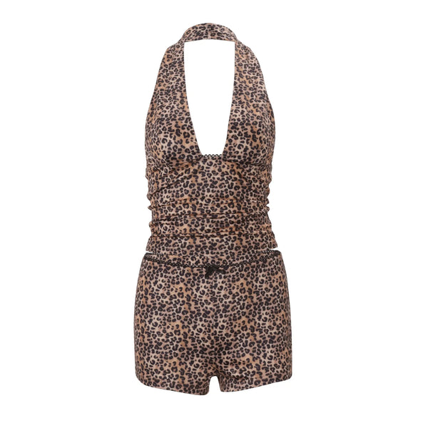 Nahla Leopard Halter Shorts Set Two-piece