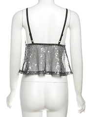 Luna Starlight Sequin Spaghetti Strap Party Top