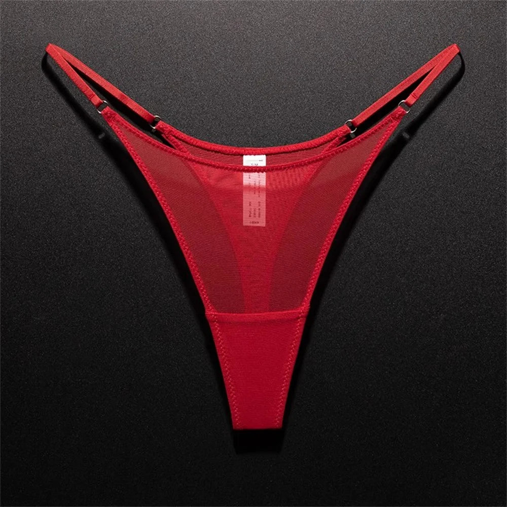High Slit Women Seamless Thong Ultra-thin Mesh Sexy Underwear Transparent Gauze Sports Fitness G-string Plus Size Main image