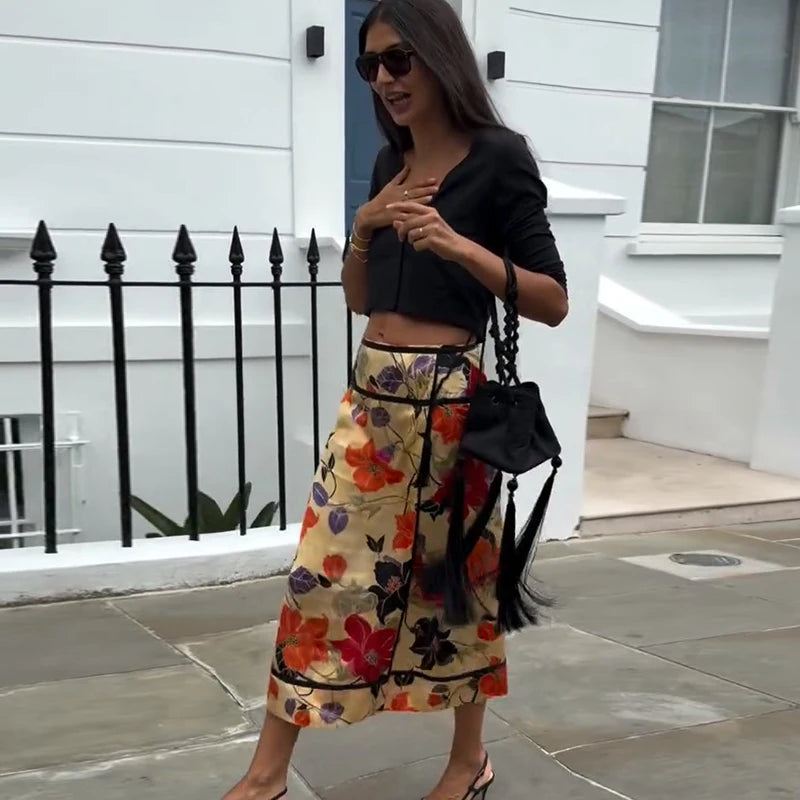 Romy Floral Satin Maxi Skirt One-piece