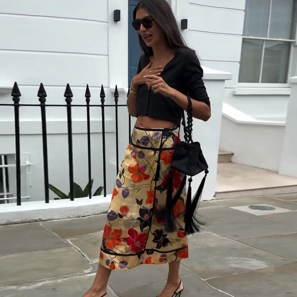 Romy Floral Satin Maxi Skirt One-piece