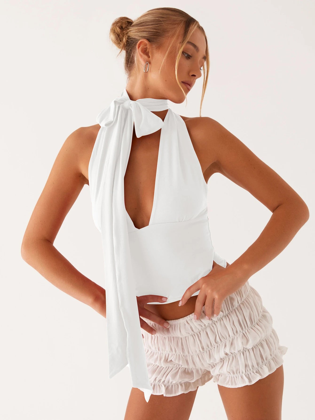 Lena Sunset Sleeveless Halter Scarf Top