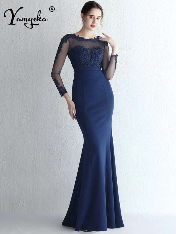 Valentina Rhinestone Sheer-Mesh Mermaid Maxi Dress