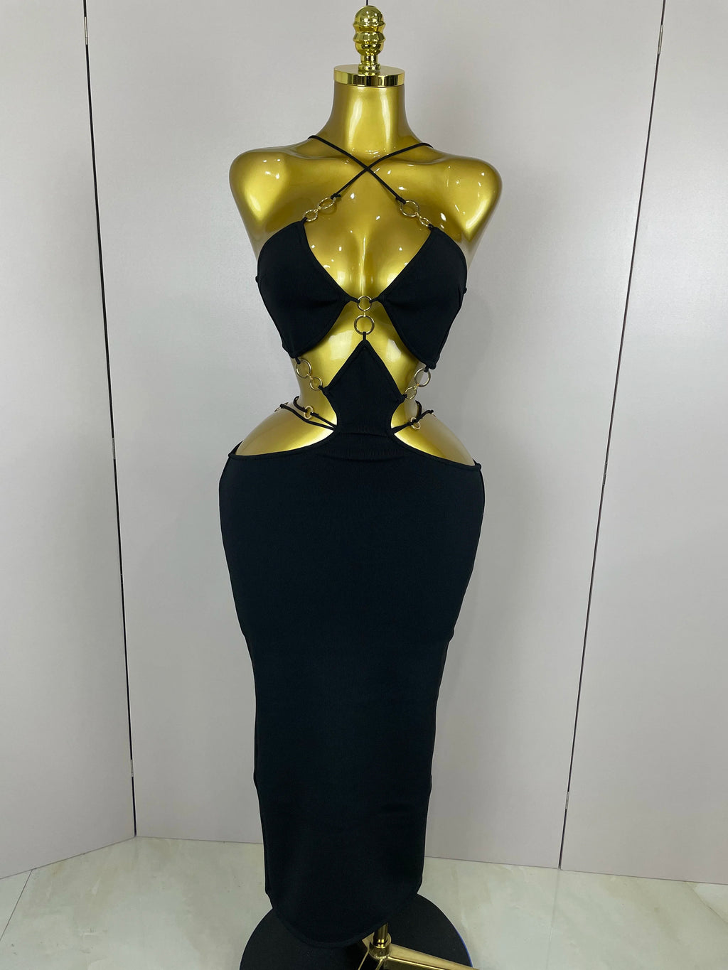 Helena Asymmetrical Cutout Bodycon Maxi Dress